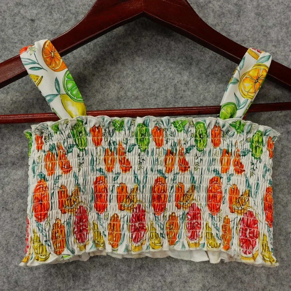 Citrus Cottage Swim Top Girls 5T White Fruit Smock Summer Resort FOR LOVE LEMONS